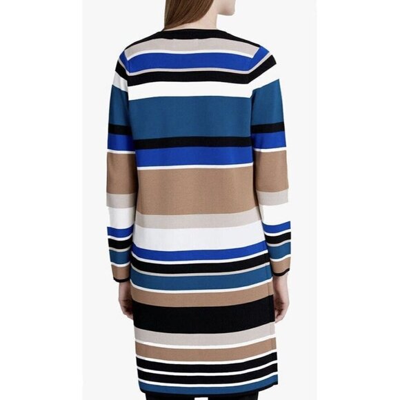 Calvin Klein Women’s Striped Flyaway Topper Jacket Cardigan Longline Size Large - Picture 2 of 13